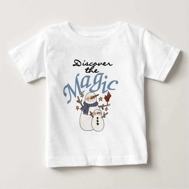 Camiseta Para Bebê Feriado de Natal Mágico do Snowman (Frente)