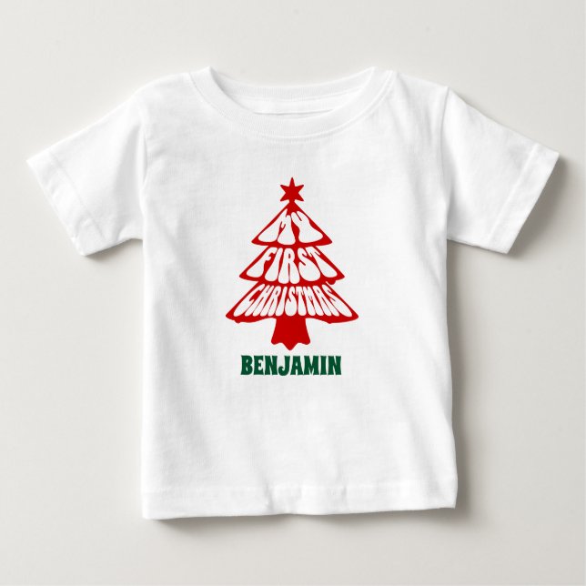 Camiseta Para Bebê Feriado do Nome Personalizado da Minha Primeira Ár (Frente)