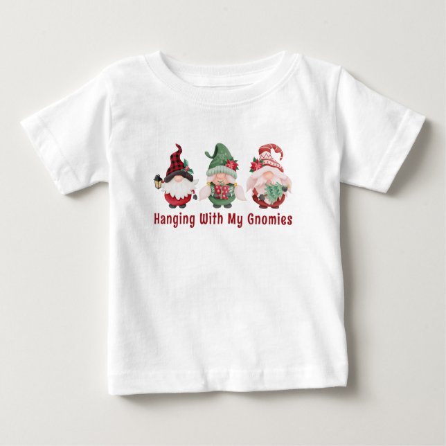 Camiseta Para Bebê Feriado dos Gnomos de Natal (Frente)
