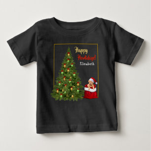 Camiseta Para Bebê Feriado Feriado Santa Claus da Árvore de Natal Div