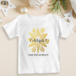 Camiseta Para Bebê Feriado Festivo em Estrelas de Ouro Personalizado