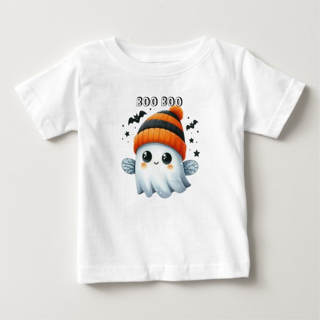 Camiseta Para Bebê Feriado Ghost Pumpkin de Halloween (Frente)