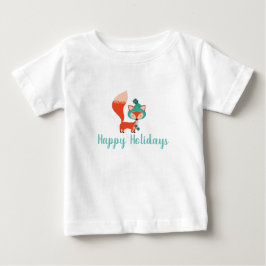 Camiseta Para Bebê Feriado Personalizável da Fox de inverno Moderna