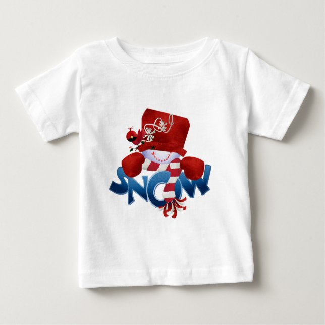 Camiseta Para Bebê Feriados de inverno Snowman (Frente)