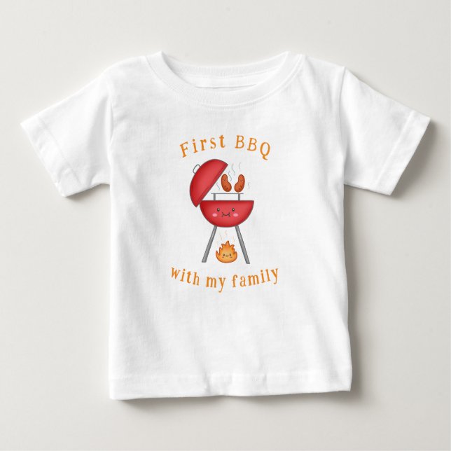 Camiseta Para Bebê Feriados de Verão para crianças do primeiro CHURRA (Frente)
