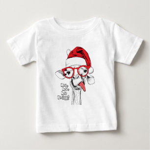 Camiseta Para Bebê Feriados do girafa do Natal do hipster