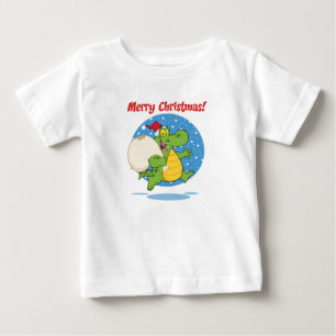 Camiseta Para Bebê Feriados do papai noel do crocodilo do Feliz