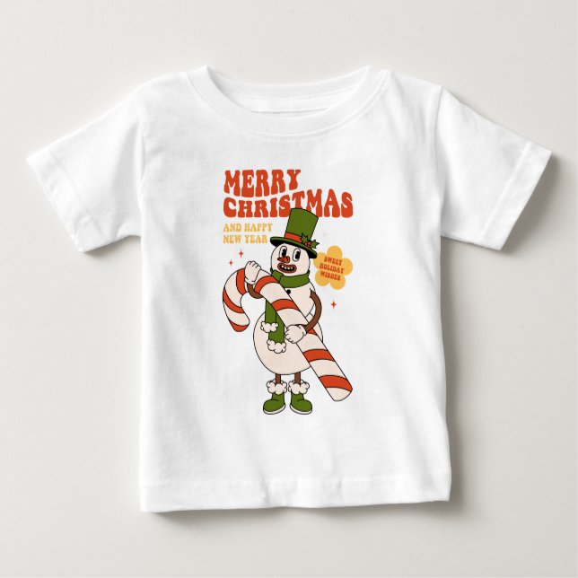 Camiseta Para Bebê Feriados Doce Desejam - Um Natal De Caneta Doce (Frente)
