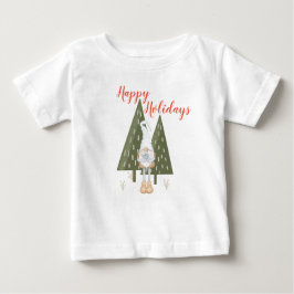 Camiseta Para Bebê Feriados Felizes do Inverno Gnomo Correspondendo