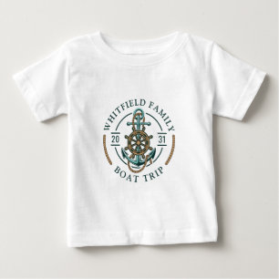 Camiseta Para Bebê Férias de Reunião Náutica Da Família Personali