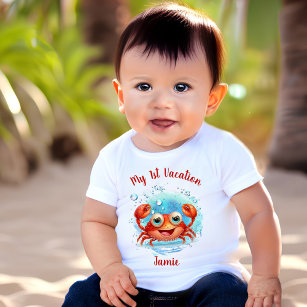 Camiseta Para Bebê Férias De Verão De Caranguejo-Corte