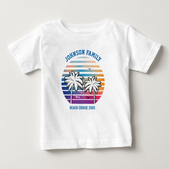 Camiseta Para Bebê Férias de Verão de Cruise Personalizada da Reunião (Frente)