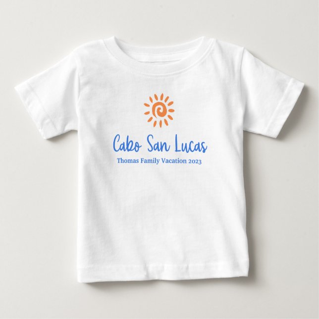 Camiseta Para Bebê Férias do Cabo San Lucas da Família Personalizada (Frente)
