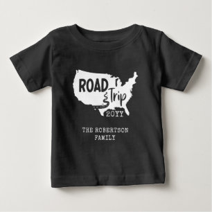 Camiseta Para Bebê Férias personalizadas em família Mapa de viagem