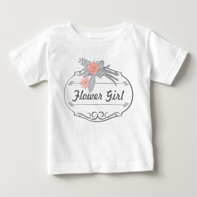 Camiseta Para Bebê Ferns Rosa Acorns Flower Girl Festa de casamento (Frente)