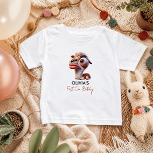 Camiseta Para Bebê Festa da Llama Caricatura Divertida de 1º Aniversá