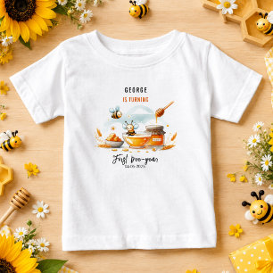 Camiseta Para Bebê Festa de 1º Aniversário Abelha Amarela Fofa & Gira