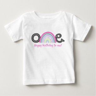 Camiseta Para Bebê Festa de 1º Aniversário da Garota Arco-Íris Radica
