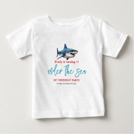 Camiseta Para Bebê Festa de 1º Aniversário Debaixo do Mar
