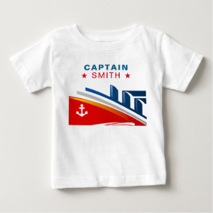 Camiseta Para Bebê Festa de 1º Aniversário do Capitão do Navio Náutic