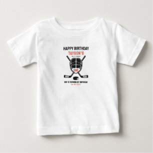 Camiseta Para Bebê Festa de 1º Aniversário do It's Game Time Hockey
