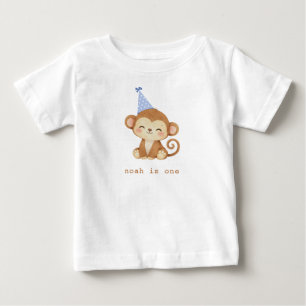 Camiseta Para Bebê Festa de 1º Aniversário do Macaco 