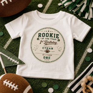Camiseta Para Bebê Festa de 1º aniversário do novato do Futebol Verde