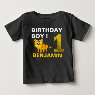 Camiseta Para Bebê Festa de 1º Aniversário do Tigre Fofo