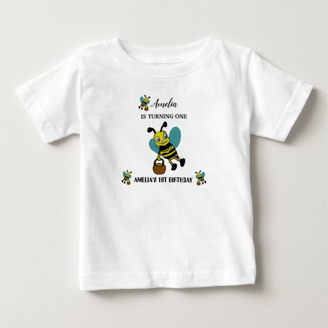 Camiseta Para Bebê Festa de 1º aniversário personalizada com tema de  (Frente)
