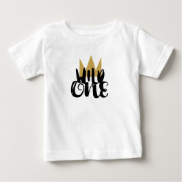 Camiseta Para Bebê Festa de 1º Aniversário Rei Selvagem Coroa Dourada