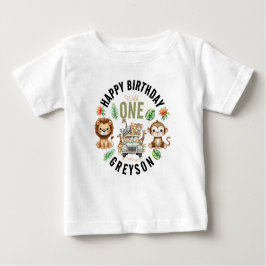 Camiseta Para Bebê Festa de 1º Aniversário Wild One Jungle Adventure