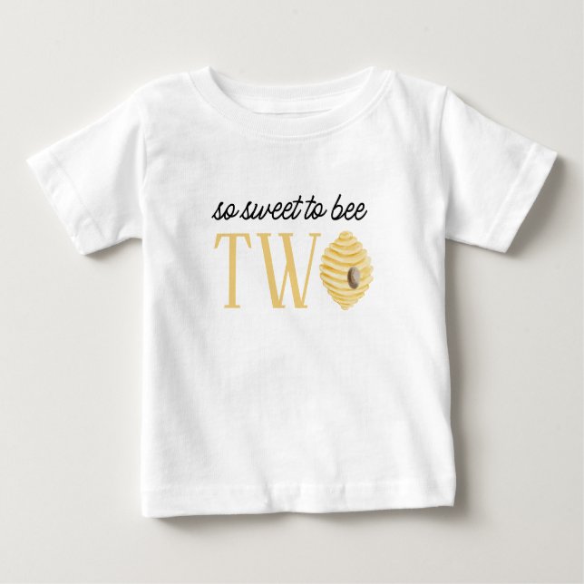 Camiseta Para Bebê Festa de 2 Anos da Abelha Doce como a Abelha Dois (Frente)