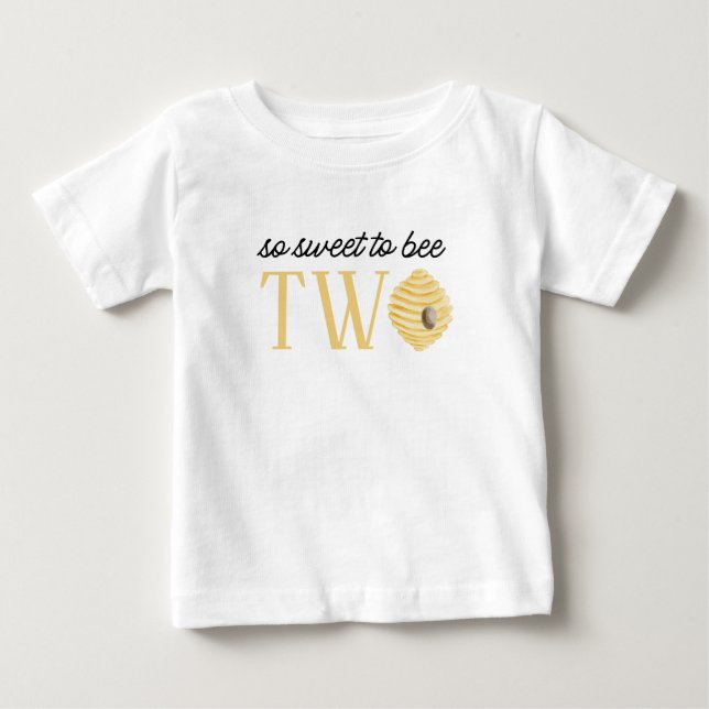 Camiseta Para Bebê Festa de 2 Anos de Abelha Doce como Duas Abelhas (Frente)