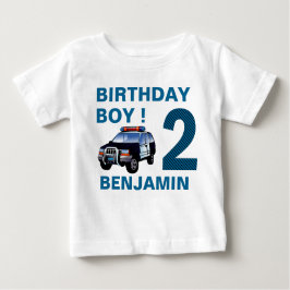 Camiseta Para Bebê Festa de 2 Anos de Carro Policial