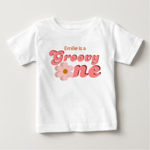 Camiseta Para Bebê Festa de aniversário da Flor de Margarida Uma na G