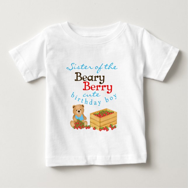Camiseta Para Bebê Festa de Aniversário da Irmã do Cubinho Beary Berr (Frente)