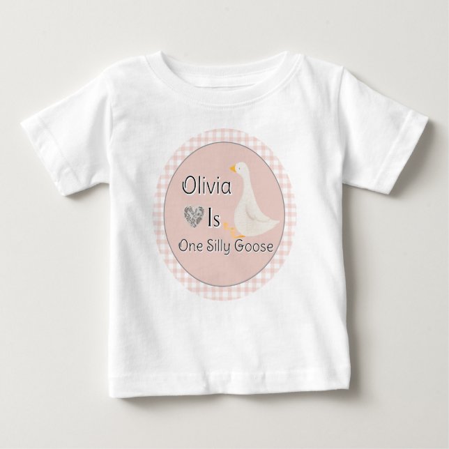 Camiseta Para Bebê Festa de Aniversário da Menina Gansa Tonta de Ging (Frente)