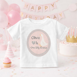 Camiseta Para Bebê Festa de Aniversário da Menina Ganso Tolo de Ginga