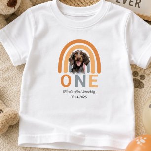 Camiseta Para Bebê Festa de Aniversário de 1 Ano Cachorro Adorável Aq
