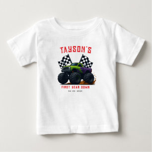 Camiseta Para Bebê Festa de Aniversário de 1 ano dos Monster Trucks