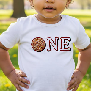 Camiseta Para Bebê Festa de Aniversário de 1 ano Pizza Kids