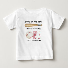 Camiseta Para Bebê Festa de Aniversário de 1 ano Rookie of the Year B
