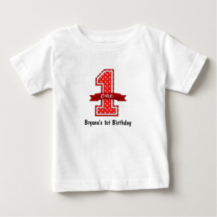 Camiseta Para Bebê Festa de Aniversário de 1 Um 1º Ano de Bolinhas de