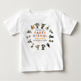 Camiseta Para Bebê Festa de Aniversário de 2 Anos com Animais Diverti