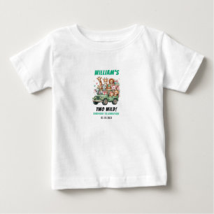 Camiseta Para Bebê Festa de Aniversário de 2 Anos com Animais Selvage