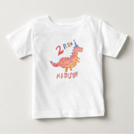 Camiseta Para Bebê Festa de aniversário de 2 anos do dinossauro verme
