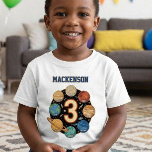 Camiseta Para Bebê Festa de aniversário de 3 anos com nome personaliz
