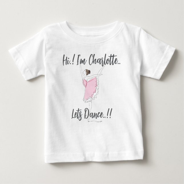 Camiseta Para Bebê Festa de Aniversário de Bailarina (Frente)