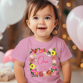 Camiseta Para Bebê Festa de aniversário de coelhinha rosa-branca