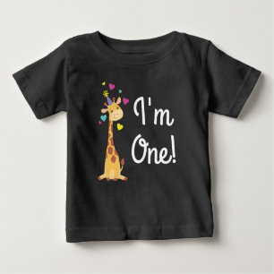 Camiseta Para Bebê Festa de Aniversário de criança de Girafa, Cute,